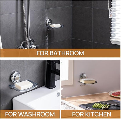 LEVERLOC Chrome Suction Cup Soap Dish Holder