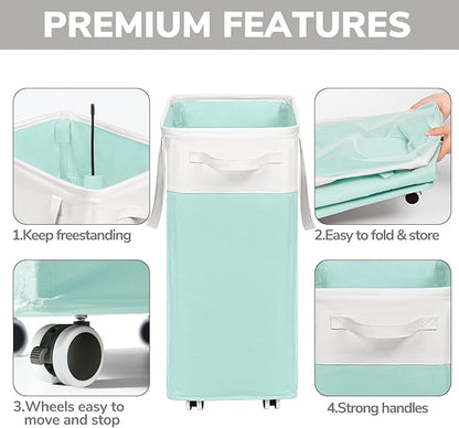 Goodpick Laundry Basket with Wheels, 75L Laundry Hamper with Wheels, Large