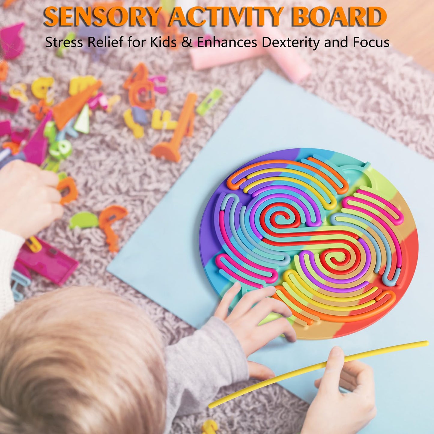 Sensory Fidget Toys for Kids Toddler Boys ,Sensory Activity Board for Stress Anxiety Autistic ADHD, Calm Down Travel Airplane Essentials Toys for 3+ Year Old, Stuffers Gifts for Teens Girls