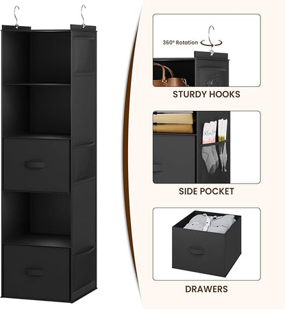 YOUDENOVA Hanging Closet Organizer, 5 Tier Hanging Closet Shelves