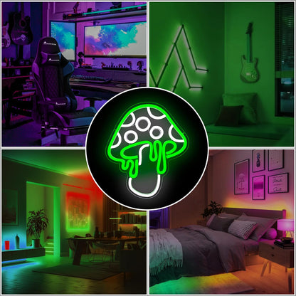 Ajoyferris Mushroom Neon Sign Dimmable Neon Light Sign Mushroom Night Light 3D Light Up Mushrooms Neon Signs for Wall Decor Game Room Bedroom Gift for Kids(Ice Blue)