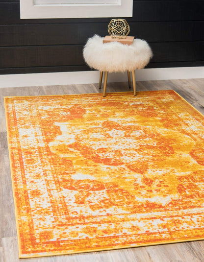 Unique Loom Sofia Collection Area Rug - Salle Garnier (4' 1" x 6' 1" Rectangle, Orange/ Yellow)