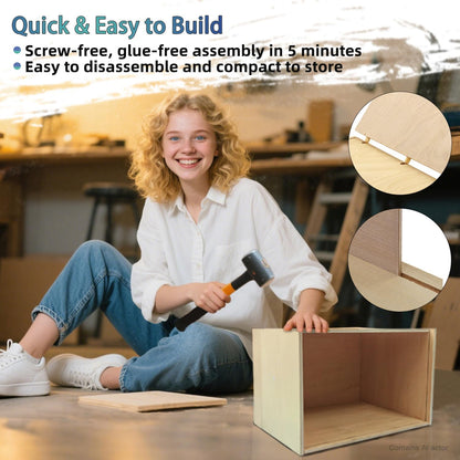 iLAND Wooden Diorama Box Large Display Boxes for Collectibles Figures Miniatures and a Dollhouse Room Box Unfinished 15.7“x 11”x11“ Quick-Build Without Screws or Glue, Dustproof Smooth Sturdy