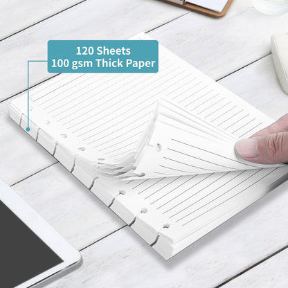 Discbound Refill Paper, Disc Paper Refill for Note-Taking System Discbound Planner Inserts with 240 Pages, 5 Sheets Dividers,White Paper Refill, Letter Size 8.5" x 11 "