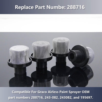 6 Pack 288716 3/4" Inlet Suction Strainers Filters for Graco Airless Paint Sprayer X7/LTS17,X5/LTS15, ProX9/ProX19,ProX7/ProX17, ProX17/ProLTS 170 and More Replaces 288716, 243-082,243082, 195697