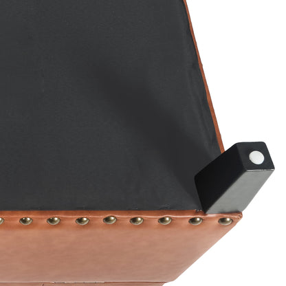 Homebeez Faux Leather Storage Ottoman Bench, Square Coffee Table Footstool Footrest with Wood Legs for Living Room (Cognac Brown)