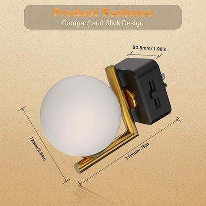 JandCase LED Night Light, 3000K Warm Night Lights Plug into Wall, 0-100LM Dimmable Night Lights with Dusk to Dawn Light Sensor, Plug in Nightlights for Bathroom, Bedroom, Hallway
