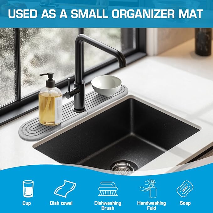 Diatomite Stone Faucet Mat For Kitchen Sink-Absorbent Fast Drying Stone Sink