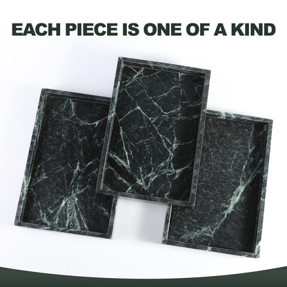 Koville Natural Marble Tray, Coffee Table Vanity/Decorative Tray for Jewerly, Watch, Perfume Candle Storage for Bedroom/Bathroom/Kitchen Countertop