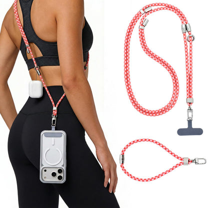 ZOYTONE Phone Lanyard & Phone Wrist Strap, 3 in 1 Adjustable Anti Theft Phone Strap for Cell Phone Lanyard, Convertible Crossbody Strap with Locking Knob for Travel Hiking Cycling Climbing (Pink)
