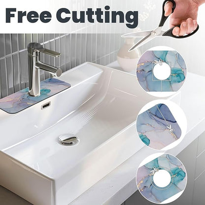 Colorful Marble Abstract Kitchen Sink Splash Guard Faucet Mat Super Absorbent