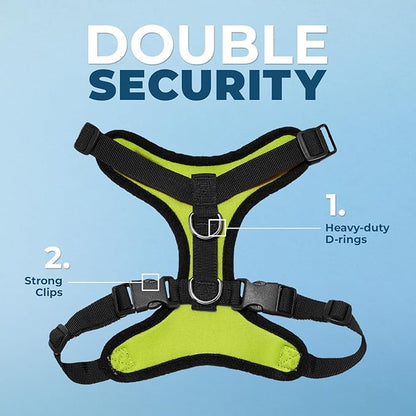 Voyager Step-in Pet Harness - All Weather Mesh, Adjustable Step in Harness for Cats and Dogs by Best Pet Supplies - Lime Green/Black Trim, S