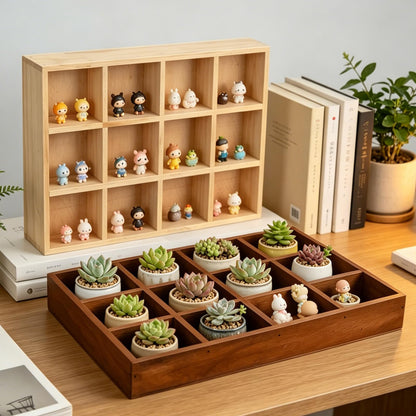 Natural Wooden Sorting Tray,Multi-Grid Sectional Organizer Tray,Sturdy Wood Divided Storage Tray for Jewelry,Beads,Game Pieces,Craft Supplies,Small Parts Sorting & Home Desktop Organization (Wood)