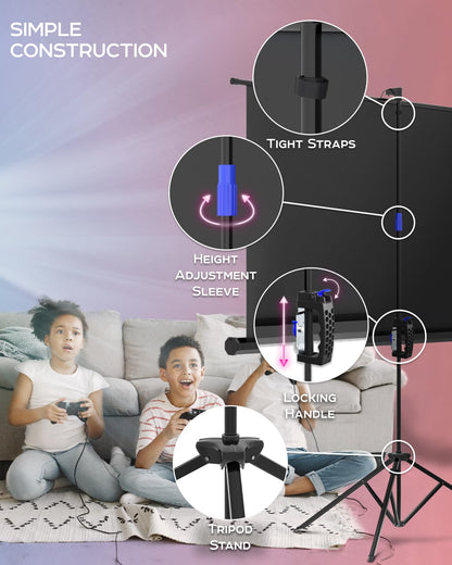 Projector Screen with Stand 60 inch - Indoor and Outdoor Projection Screen for Movie or Office Presentation - 16:9 HD Premium Wrinkle-Free Tripod Screen for Projector with Carry Bag and Tight Straps
