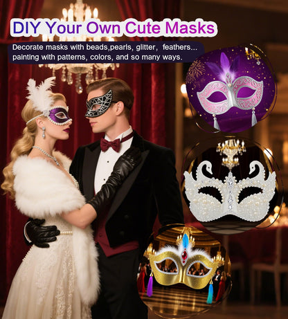 Hcaiip 15 PCS DIY White Masquerade Masks DIY Paper Blank Half Face Mask Craft Art Plain Paintable Mardi Gras Masks Halloween Party Mask