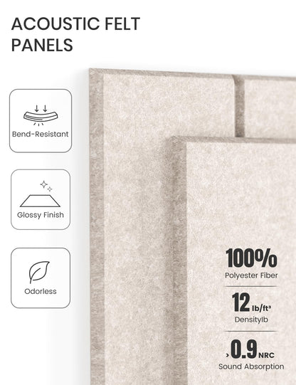 Fluxynara Felt Bulletin Board Tiles Large 48" x 36" Cork Board Alternative-12 Pack with 70 Adhesive Tabs, Thick Slat Wall Panels for Office Decor, Push Pin Board Wall Organizer Alternative -Oatmeal