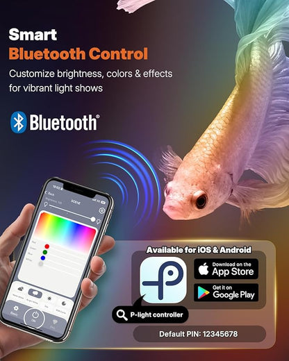 Pawfly Aquarium Light with Bluetooth for Plants, 14W 27.5 inch Full Spectrum Fish Tank Light for 28-51 inch Fish Tanks, Submersible LED Lights with App Control, Timer Modes & Adjustable Brightness
