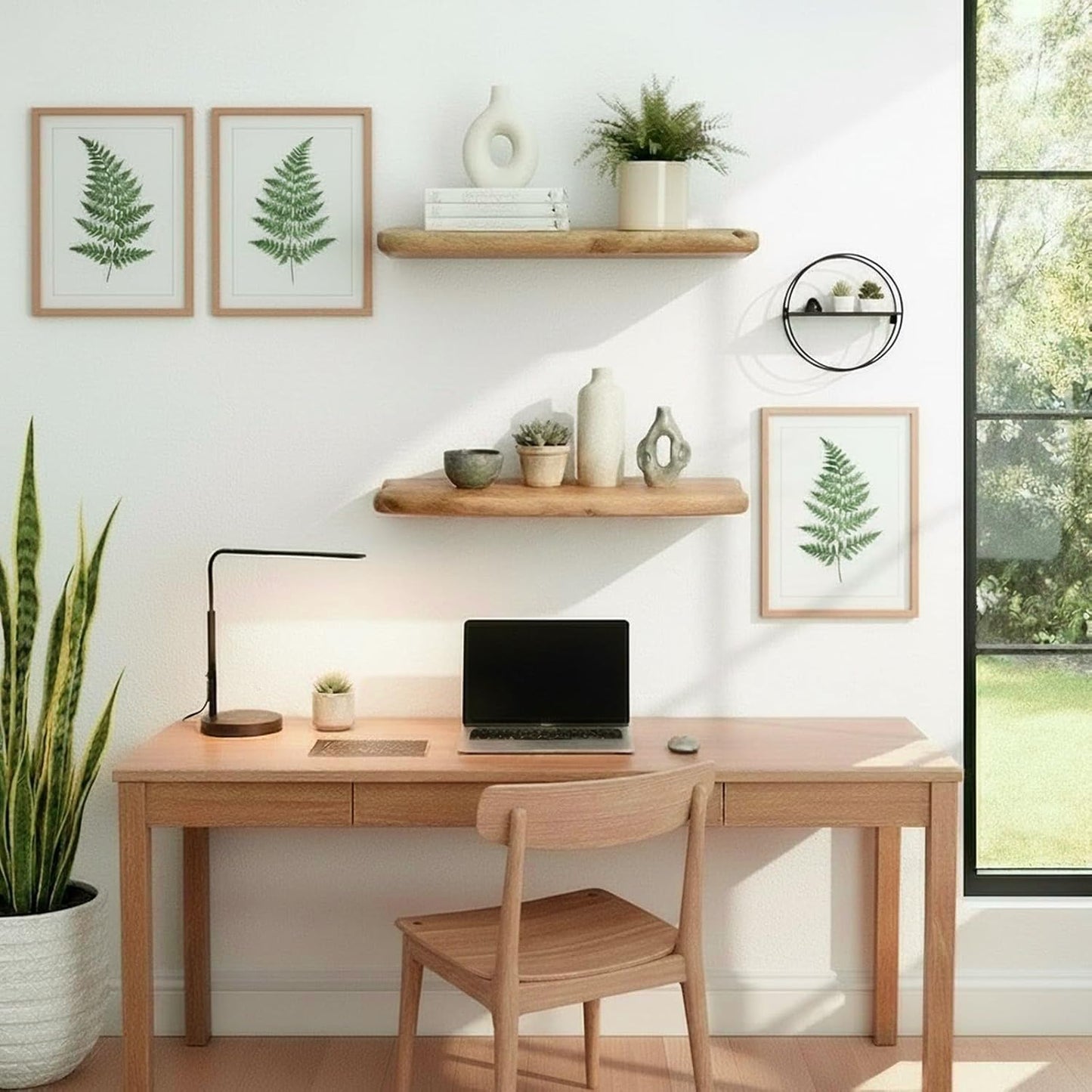 WELLAND 16" Cedar Natural Edge Floating Shelf Set of 2, Rustic Style Wall Shelves