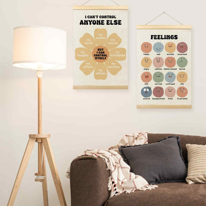TLESKE Mental Health Feelings Emotions Chart Poster Hanger Frame for Toddler Kid Classroom Set of 2, Homeschool Wall Art Decor for Nursery Playroom, Preschool Prek Learning Educational Poster, 16x24