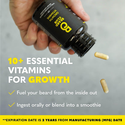 Beard Club - Beard Growth Serum with Natural Castor, Coconut and Avocado to Grow a Thicker, Fuller Beard, Fill in Patches and Stimulate Healthier Facial Hair Growth