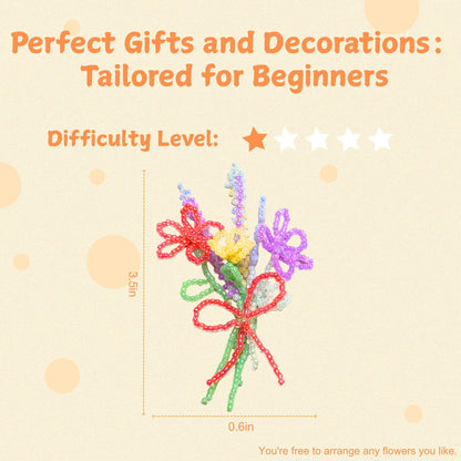Beaded Plant Kit for Beginners: DIY Home Decor with Mini Vase Stand & Video Tutorial - Stress-Relieving Craft for Adult, Desk Decoration, Birthday Gift for Women