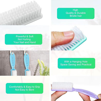 NICEMOVIC 10 Pcs Nail Brush for Cleaning Fingernails, Handle Grip Nail Scrubber