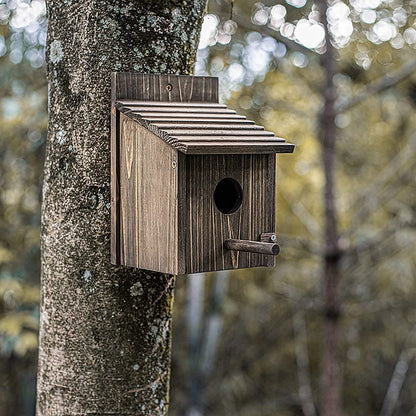 NATUREYLWL Weatherproof Bird House, Wooden Bird Houses for Outside with Pole, Durable Birdhouse for Finch, Bluebird, Cardinals, Hanging Birdhouse Garden Country Cottages