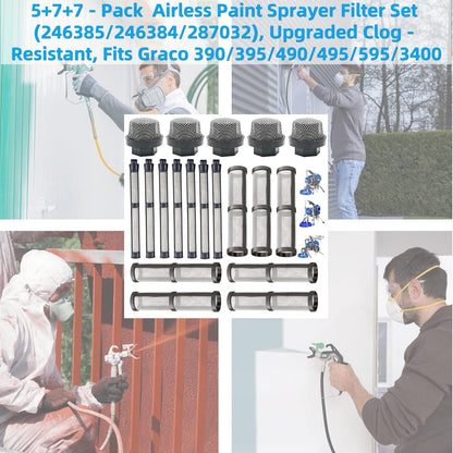 (5+7+7) Airless Spray Filter Set 246385 246384 287032 Compatible with Graco 390 395 490 495 495 595 3400 Airless Sprayer Paint Sprayer Parts,3 Kinds for graco Sprayer Filters and Gun Filter