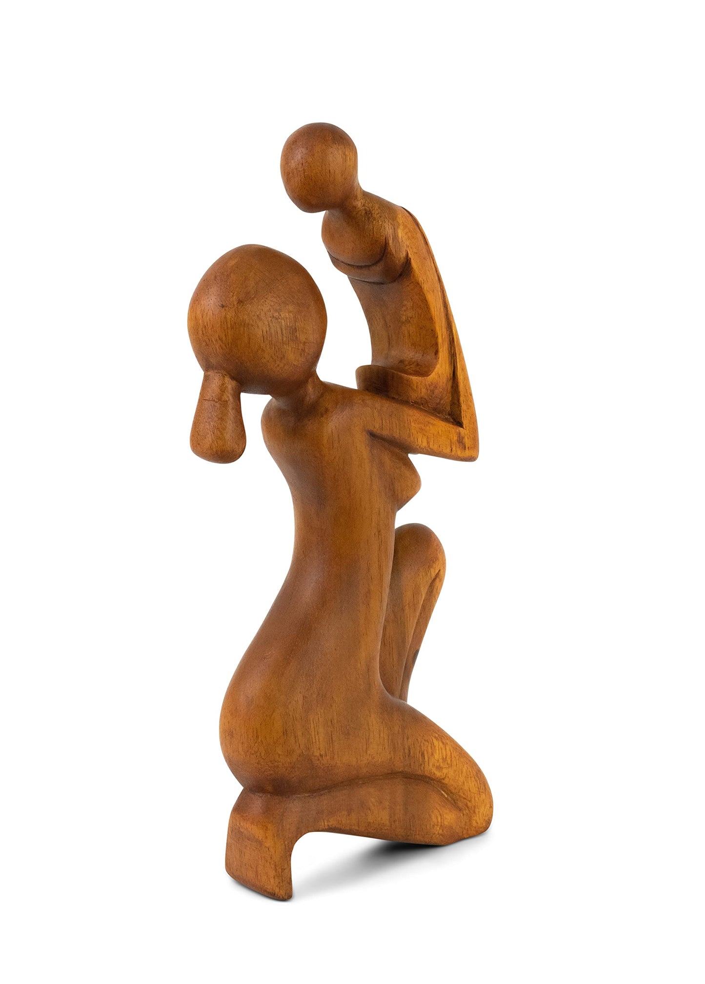 G6 Collection Wooden Handmade Abstract Mother and Child Sculpture Handcrafted Gift Art Decorative Home Decor Figurine Accent Decoration Artwork Hand Carved, Mother and Baby Statue