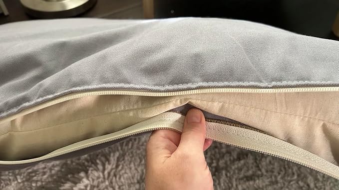 Natural Cotton Canvas Dog Bed – Raw Cotton Filled Pet Cushion Insert, Breathable Eco-Friendly Dog Mattress, Durable Washable Cover with Zipper (Blue Gray, X Large 53"x36"x5")