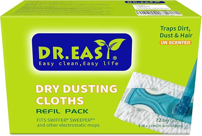 Dr.Easy Dry Sweeping Cloths, 72ct Disposable Mopping Pads Refil Pack, fits