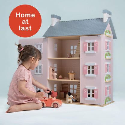Mentari Toys - Heather Hall - Large 4-Storey Wooden Dollhouse - DIY Doll House with Easy Assembly, Holiday Birthday Gift for Kids Girls Age 3+, Inspires Imaginative Role Play