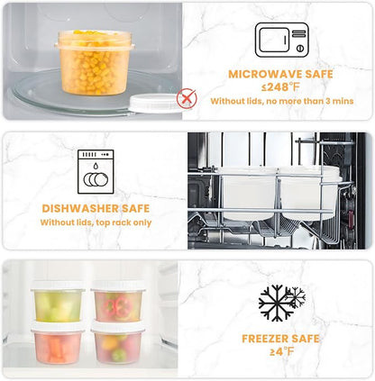 TUZAZO 12 Pack - 12 Oz Food Storage Containers with Screw Lids, Airtight Plastic Small Freezer Storage Container for Ice Cream, Overnight Oats, Snack, Soup, Portion and Meal Prep Container