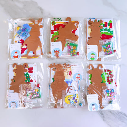 Winlyn 24 Sets Christmas Decorations DIY Reindeer Tree Ornaments Winter Crafts Kits Foam Reindeer with Festive Foam Stickers for Kids Holiday Seasonal Gift Home Classroom Activities Party Favors