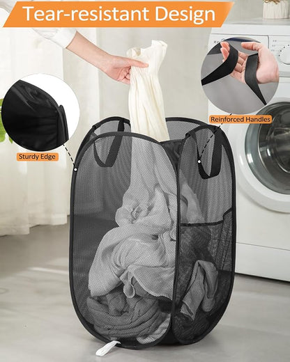 Durable Collapsible Laundry Baskets, Upgrade Foldable Pop Up Hamper