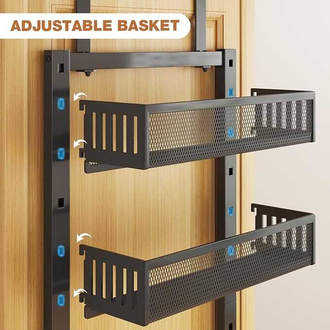 Pantry Door Organizers and Storage, 6-Tier Large Metal Heavy-Duty Frame Over
