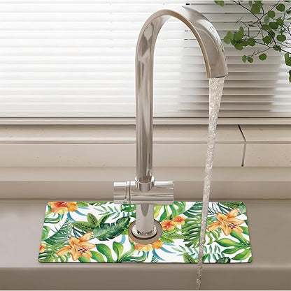 Patterned Sink Faucet Mat Kitchen Splash Guard Super Absorbent Drying Mat