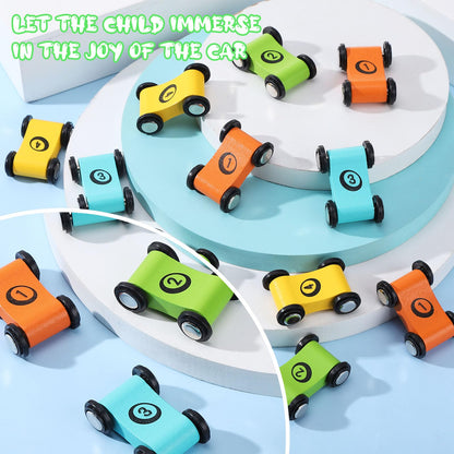 XLSXEXCL 24 Pcs Wooden Cars for Ramp, Wooden Car Ramp Replacement Car Toy Vehicle Play Sets Top Bright Car Ramp Toy for Race Track Replacement Cars, Aged 3+ Toddlers Party Gift
