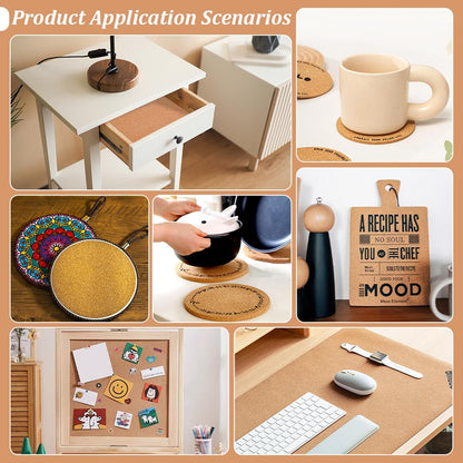 BENECREAT 19.68ftx7.8inch Cork Roll, 2mm Natural Cork Board Bulletin Board Corkboard Paper Sheets for Coaster, Wall Decoration, Party and DIY Crafts Supplies