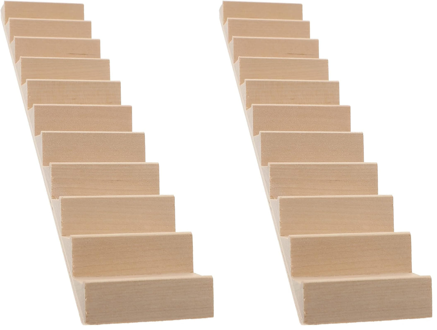 Sewroro Doll House Furnishings 1 12 Scale Dollhouse Stairs Miniature Stairs Wooden Stringer Steps Model DIY Mini Wood Staircase Without Armrest for Micro Landscape Decor (Pack of 2)
