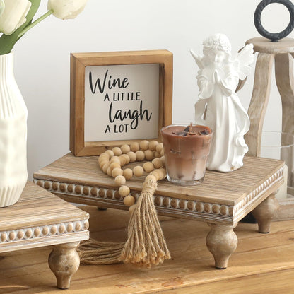 SwallowLiving Wooden Riser for display, Natural, Set of 3