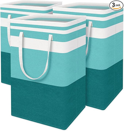 BlissTotes 3-Pack Laundry Basket, Freestanding＆Waterproof Laundry Hamper