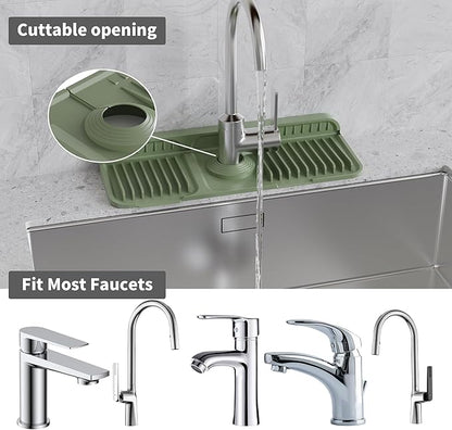 WAFT YEARN 14X5 Inch Silicone Durable Faucet Mat Kitchen Sink Splash Guard