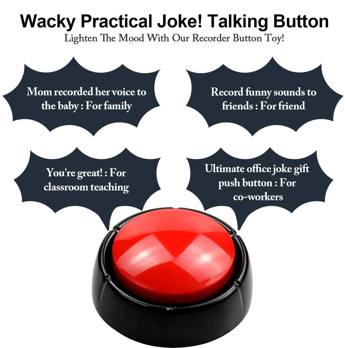 Recordable Talking Button 30 Seconds Record Button Easy Button Answer Buzzers Custom Sound Button for Communication Study Office Home Game Gift(Batteries Included)