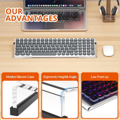 Richboom Computer Keyboard Stand Tilt PC Keyboard Stand Riser for Easy Ergonomic Typing, Acrylic Keyboard Tray Holder for Office Desk, Home, School, with Silicone Anti-Slip Case, Clear