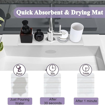 WIFORH Sink Faucet Mat, Quick Drying Stone Mat