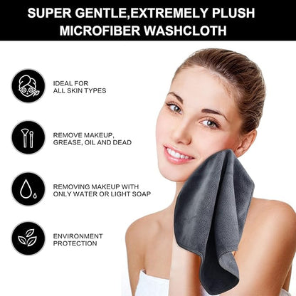 SINLAND Microfiber Facial Cloths Fast Drying Washcloth 12inch x 12inch Grey 2