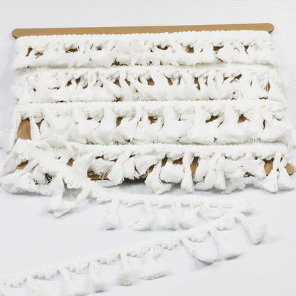 dlboboai Fringe Lace Trim Polyester Braided Ribbon 10 Yards 55mm Wide Lace Trim for Sewing Crafts Clothing Curtains Accessories Lampshade Home DIY Decoration (White, 55mm Wide)