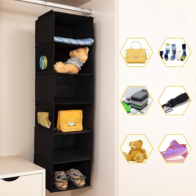 6 Shelves Hanging Closet Organizer, 2 Pack Hanging Storage