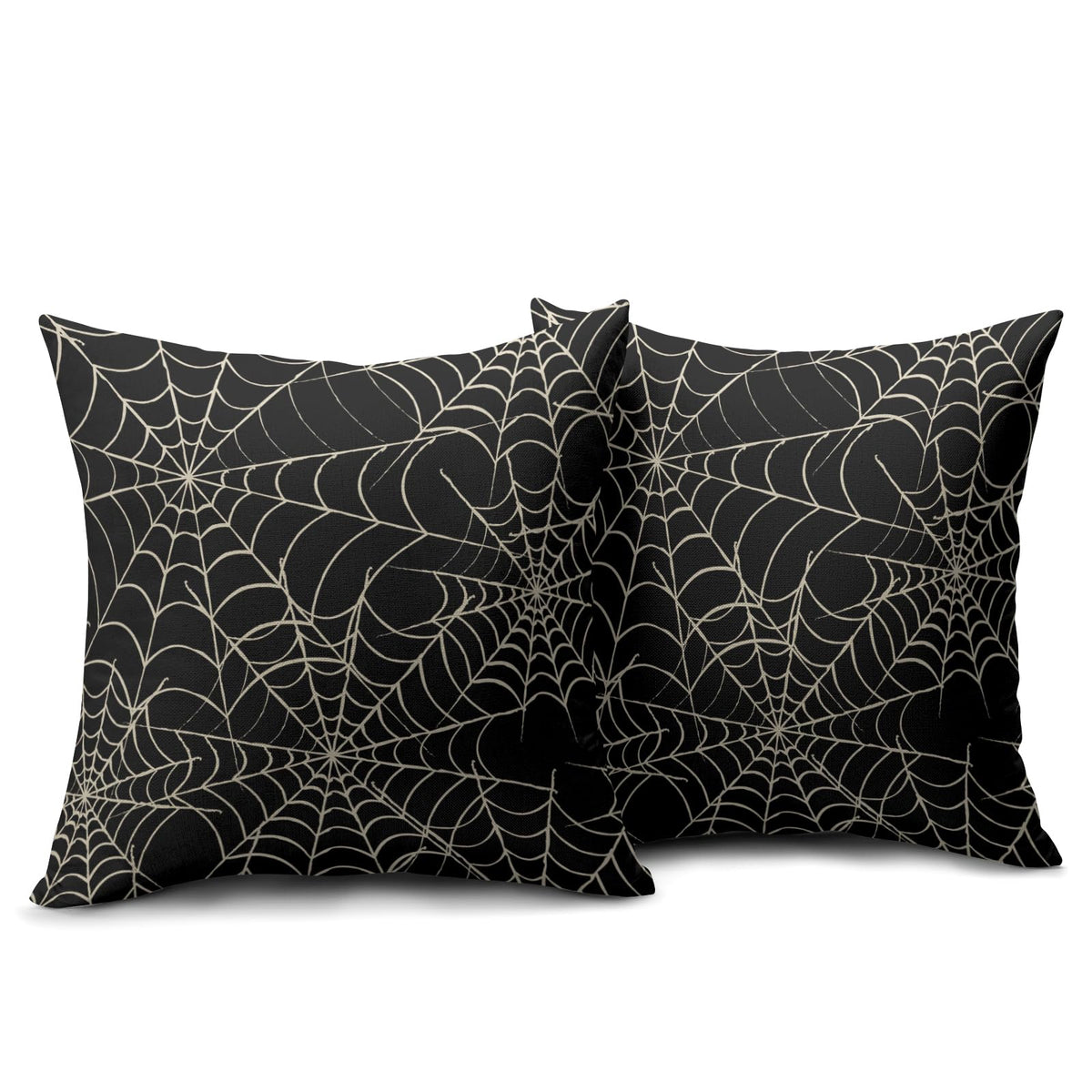 Halloween Spiderweb Pillow Covers 18x18 Set of 2 Black White Spider Web Outdoor Decorative Throw Pillows Halloween Scary Themed Farmhouse Pillowcases Linen Cushion Case Decor for Home Sofa Couch Bed